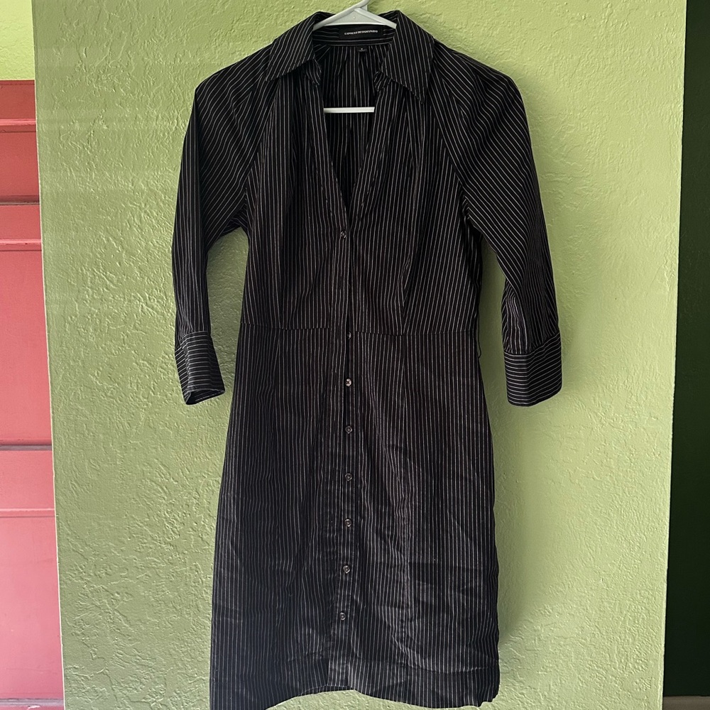 Express Black and White Striped Dress